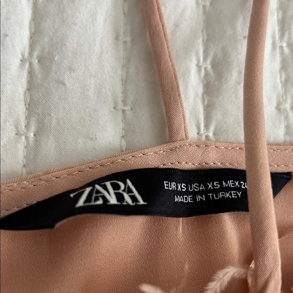 Zara Blush Pink Feather Trim Camisole - Picture 3 of 4